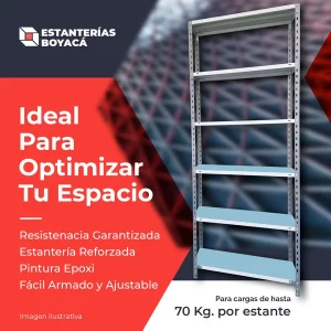 estanteria metalicas de 2.40 metros de alto hasta 70kg por estante ideal para baulera