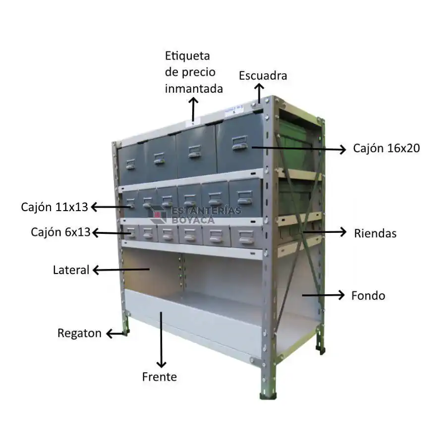 Estantería metálica reforzada 200x90x42 con estantes para 40 kg –  Estanterías Virreyes