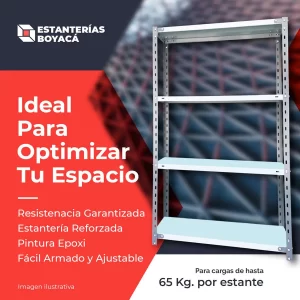 estanteria metalicas de 1.5 metros de alto hasta 65kg por estante ideal para almacenar